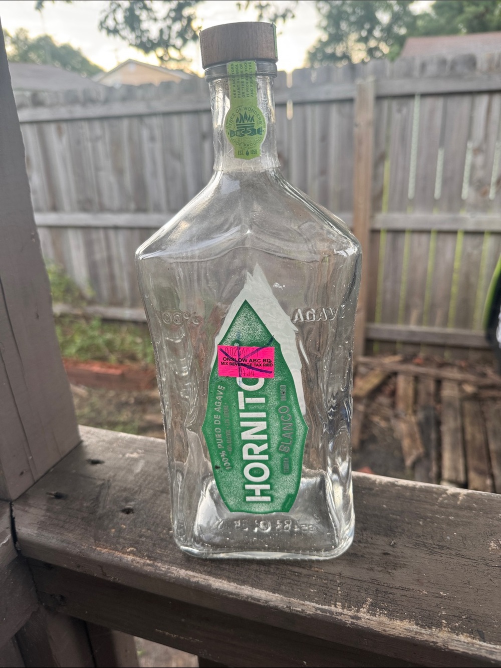 Hornitos Blanco Tequila Bottle - Clear Glass with Green Label
